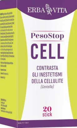 Erba Vita PesoStop - Cell Integratore anticellulite e drenante per il microcircolo, 20 stick