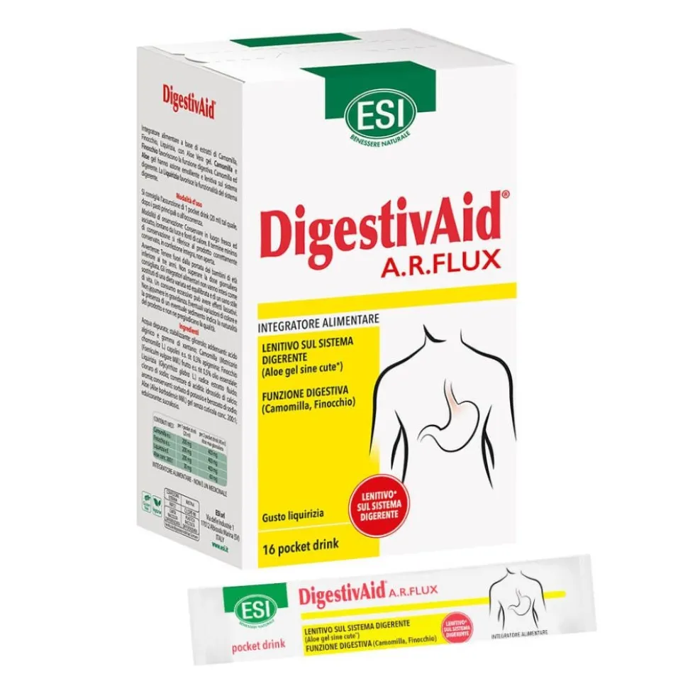 Esi DigestivAid A.R. Flux Integratore Alimentare Funzione Digestiva, 16 pocket drink