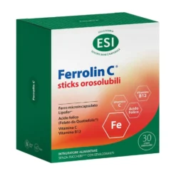 Esi Ferrolin C - Integratore di ferro e vitamina C per l'affaticamento, 30 stick orosolubili