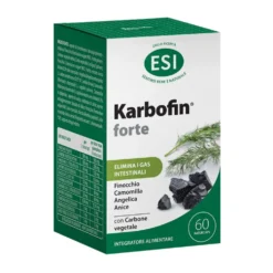 Esi Karbofin Forte - Integratore al carbone vegetale per i gas intestinali, 60 capsule vegetali