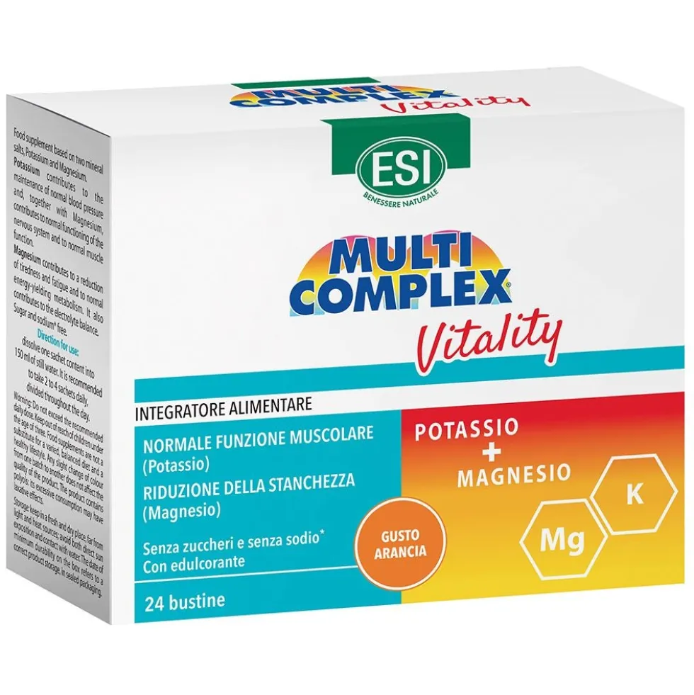 Esi Multicomplex Vitality - Integratore di magnesio e potassio per la stanchezza, 24 bustine