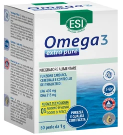 ESI Omega 3 - Extra Pure Integratore Naturale Omega 3 e Vitamina E, 50 Perle