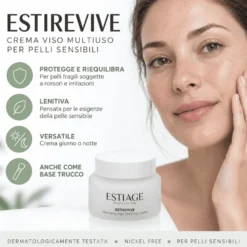 Estiage EstiRevive Crema Viso Multiuso per Pelli Sensibili e Sottili, 50ml