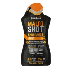 EthicSport MaltoShot Endurance Plus - Gel energetico per la resistenza gusto arancia e limone, 50 ml