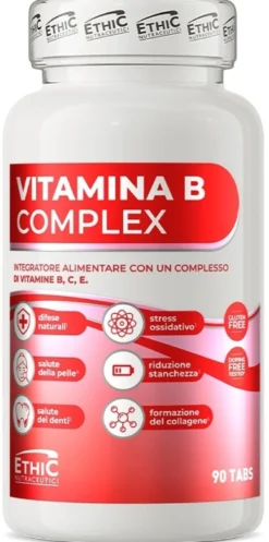 Ethicsport Vitamina B Complex Integratore per stanchezza e difese immunitarie, 90 compresse