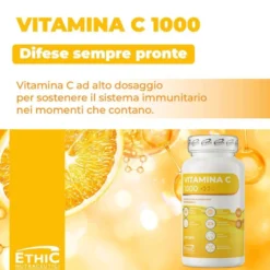 EthicSport Vitamina C 1000 - Integratore antiossidante per il sistema immunitario, 120 capsule
