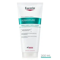 Eucerin Dermopure Clinical - Crema Corpo Tripla Azione per Pelle Grassa a Tendenza Acneica Sensibile, 200ml