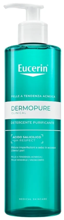Eucerin Dermopure Clinical Detergente Purificante Viso e Corpo per Pelle Grassa a Tendenza Acneica Sensibile, 400ml