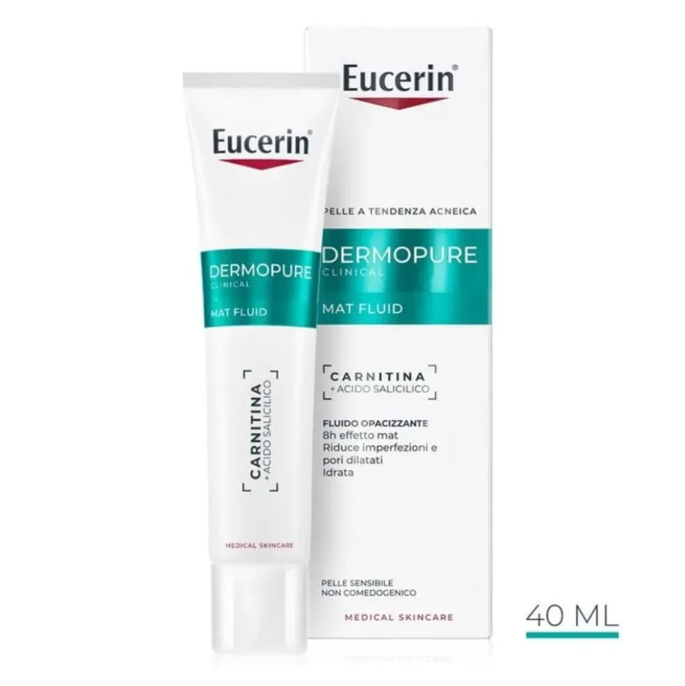 Eucerin Dermopure Clinical - Fluido Opacizzante per Pelle Grassa a Tendenza Acneica Sensibile, 40ml