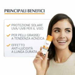Eucerin Sun Protection Oil Control - Gel crema solare viso SPF 50+ per la pelle acneica, 50 ml