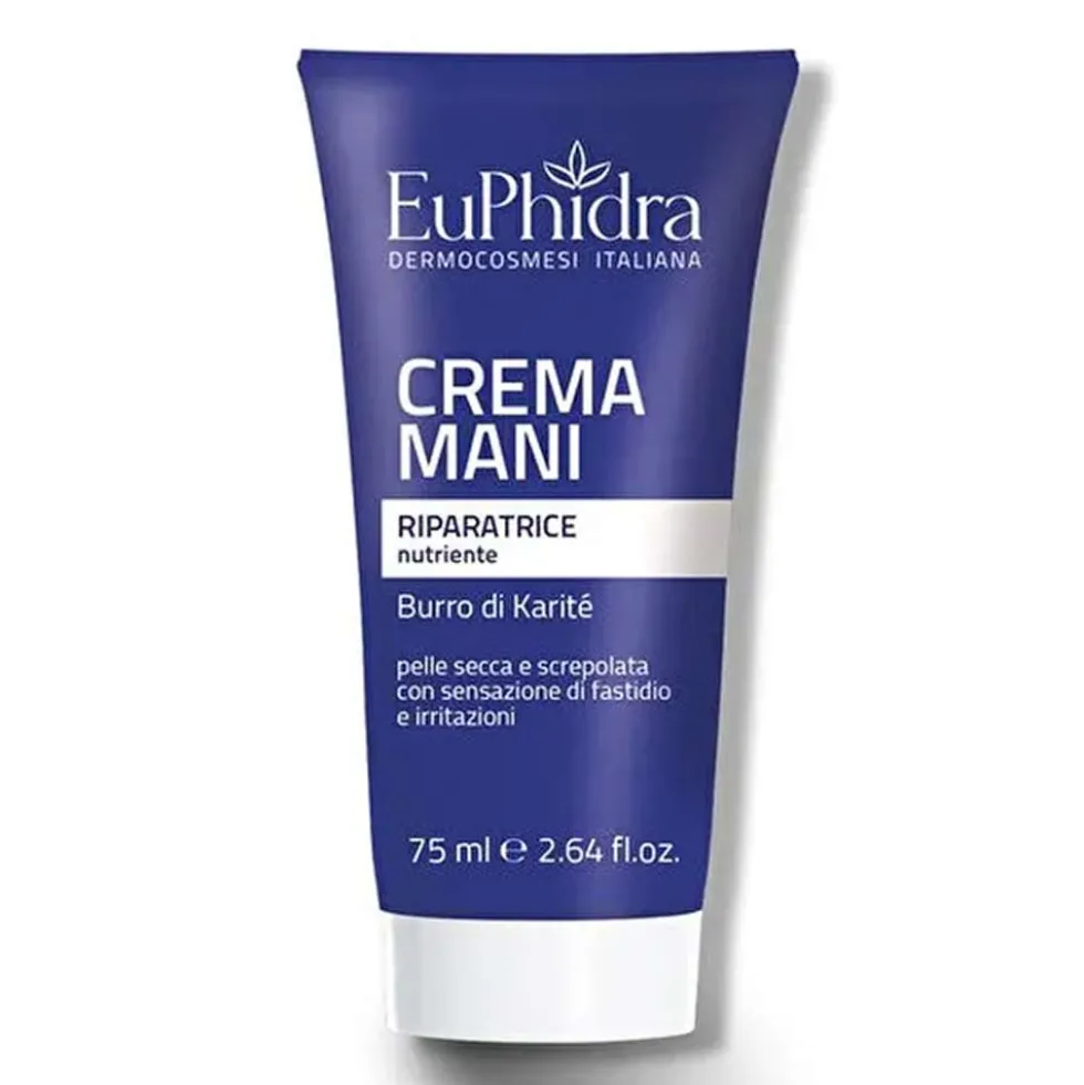 Euphidra Crema Mani Riparatrice e Nutriente - Crema mani per la pelle secca e screpolata, 75 ml