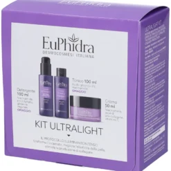 Euphidra Kit Ultralight Protocollo illuminante intenso Detergente + Tonico + Crema, 3 pezzi