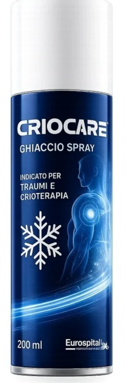Eurospital Criocare Ghiaccio Spray - Spray antidolorifico per i traumi e le contusioni, 200 ml