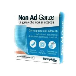Eurospital Non Ad - Garze grasse antiaderenti per le abrasioni e le ustioni, 40 pezzi da 5x5 cm