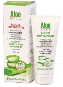 Farmaderbe Aloe Vera BIO Gel Potenziato Lenitivo Rinfrescante e Dermoriparatore, 100ml