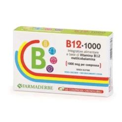 Farmaderbe B12 1000 Integratore Alimentare, 60 compresse orosolubili
