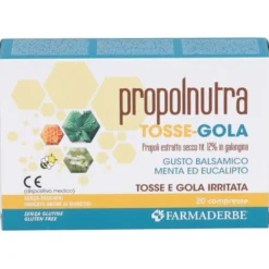Farmaderbe PropolNutra Tosse Gola Dispositivo medico gusto menta ed eucalipto, 20 compresse masticabili