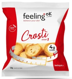 Feeling Ok Crostì - Crostini proteici all'olio d'oliva per la dieta chetogenica, busta da 50 g