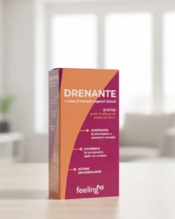 Feeling Ok Drenante Integratore per il drenaggio dei liquidi corporei gusto pesca, 21 stick
