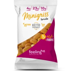 Feeling OK +Fibre Mini grissini al pomodoro Snack proteico per il controllo del peso, 50 g