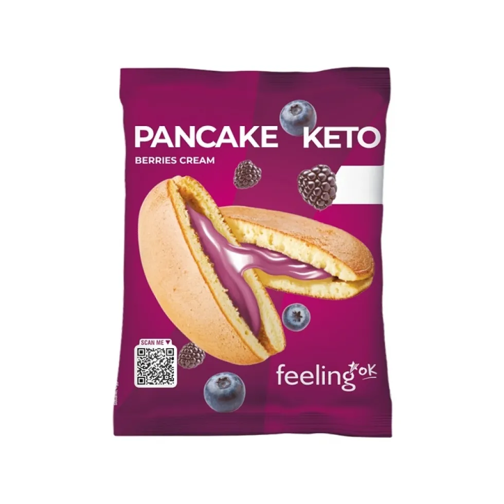 Feeling Ok Pancake Keto per la dieta chetogenica gusto frutti di bosco, 50 g