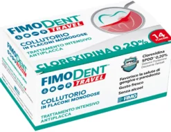 Fimo Fimodent Travel - Collutorio antiplacca con clorexidina 0,20%, 14 flaconi da 10 ml