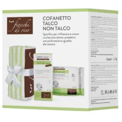 Fiocchi di Riso Cofanetto Talco non talco - Kit protettivo contro le zanzare, 120 ml e 20 salviette