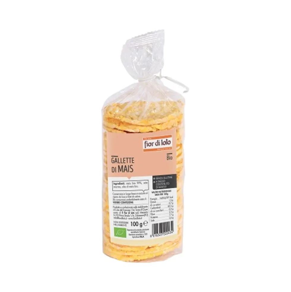 Fior di Loto Gallette di mais bio senza glutine - Sostituto del pane e snack rompidigiuno, 100 g