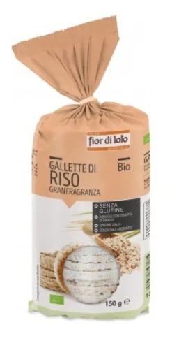 Fior di Loto Gallette di riso Granfragranza - Sostituto del pane biologico e senza glutine, 150 g
