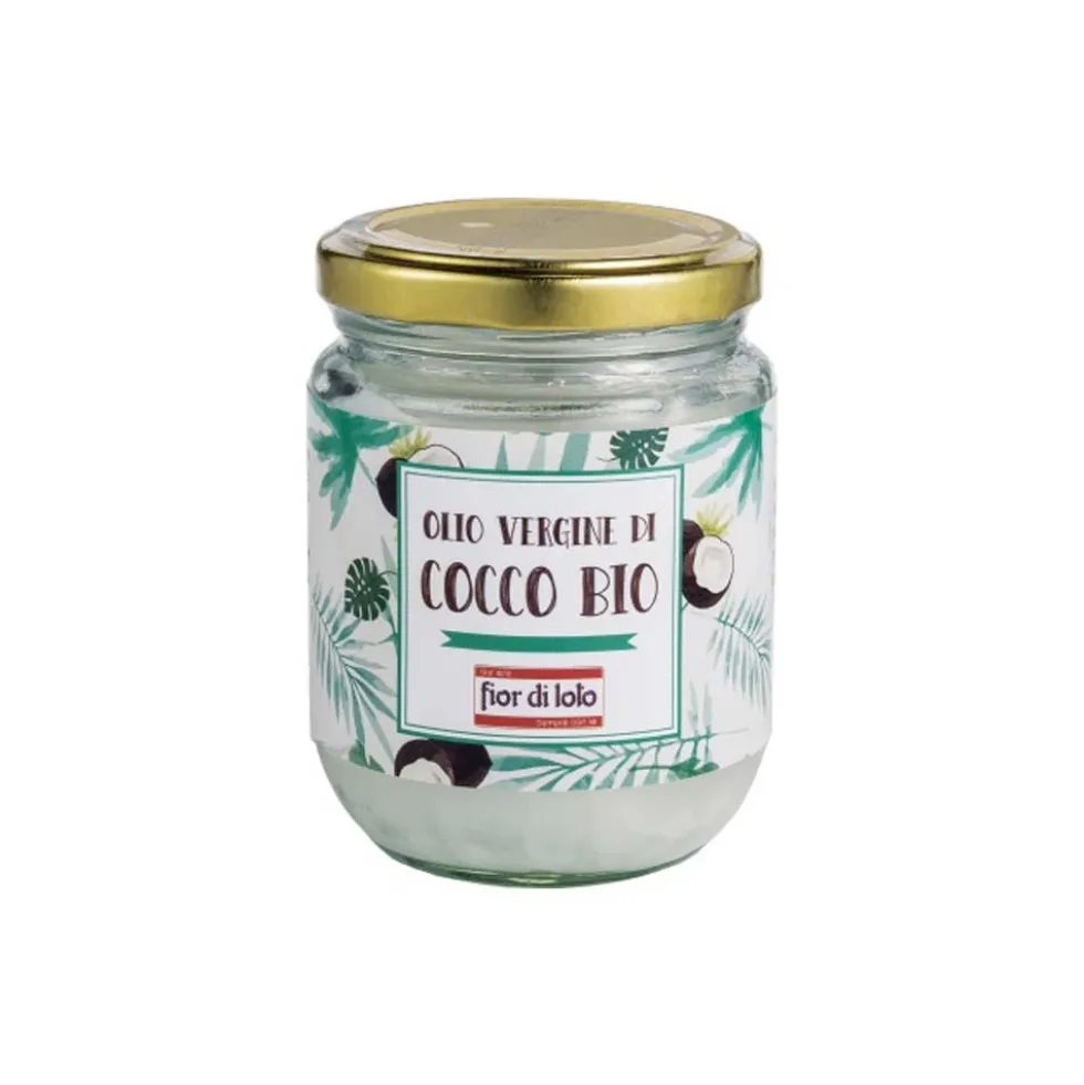 Fior di Loto Olio Vergine di Cocco Bio - Olio di cocco per uso alimentare e cosmetico, 180 g
