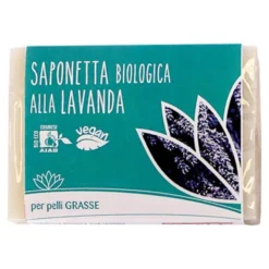 Fior di Loto Saponetta biologica alla lavanda - Sapone detergente per pelli miste e grasse, 100 g