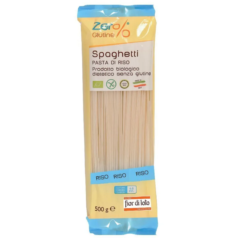 Fior di Loto Zero Glutine Spaghetti - Pasta di riso biologica per la dieta senza glutine, 500 g