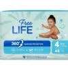 Freelife Maxi Pannolini per bambini taglia 4 da 7 a 14 kg, 48 pannolini