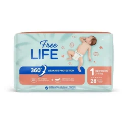Freelife Newborn Pannolini taglia 1 2-5Kg, 28 pannolini