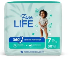 Freelife XXL Pannolini per bambini taglia 7 da 15+ kg, 30 pannolini