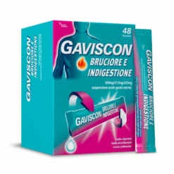 Gaviscon Bruciore e Indigestione 500mg + 213mg + 325mg Sospensione Orale Gusto Menta, 48 Bustine