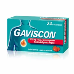 Gaviscon 250mg + 133,5mg Compresse Masticabili Gusto Fragola per Bruciore di Stomaco Occasionale, 24 Compresse