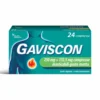 Gaviscon 250mg + 133,5mg Compresse Masticabili Gusto Menta per Bruciore di Stomaco Occasionale, 24 Compresse