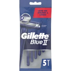 Gillette Blue II Rasoi da Uomo Usa e Getta a 2 Lame con Testina Fissa, 5 Pezzi