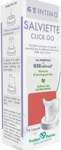 GSE Intimo - Salviette Click Go Salviettine Intime Monouso in Capsula, 10 Pezzi
