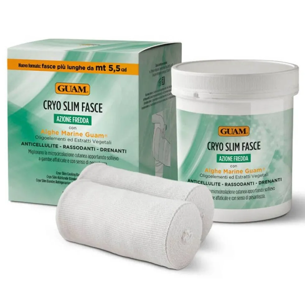 Guam Cryo Slim Fasce Anticellulite Rassodanti Drenanti Azione Fredda, 2 Bende