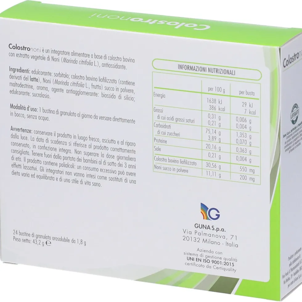 Guna Colostrononi - Integratore alimentare per le difese immunitarie, 24 bustine da 1,8 g