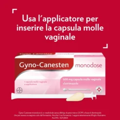 Gynocanesten Mono Trattamento Infezioni Vaginali e Organi Genitali Femminili Esterni da Candida, 1 Capsula Vaginale Monodose + Applicatore