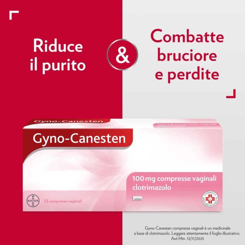 Gynocanesten per Candida Prurito Bruciore Intimo Perdite Infezioni Vaginali, 12 Compresse Vaginali
