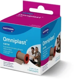 Hartmann Omniplast - Cerotto adesivo in tela traspirante color carne, 1 rotolo da 5 cm x 5 m