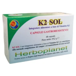 Herboplanet K2 Sol - Integratore di vitamina K2 per le ossa e la coagulazione, 48 capsule