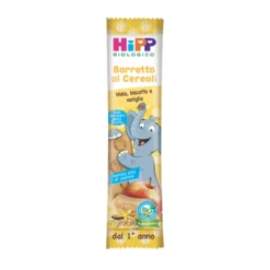 HiPP Bio Barretta ai Cereali Mela Biscotto e Vaniglia - Snack biologico dal 1° anno, 20 g