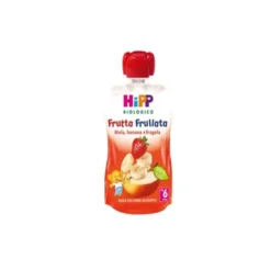HiPP Bio Frutta Frullata mela banana e fragola per lo svezzamento, 90 g