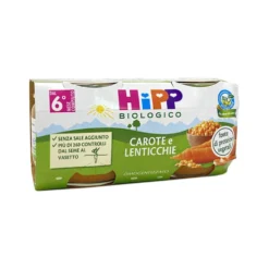 HiPP Carota e lenticchie - Omogeneizzato biologico per lo svezzamento dai 6 mesi, 2 vasetti da 80 g