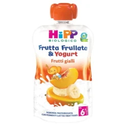 HiPP Frutta frullata e yogurt frutti gialli Merenda biologica per lo svezzamento 6m+, 90 g